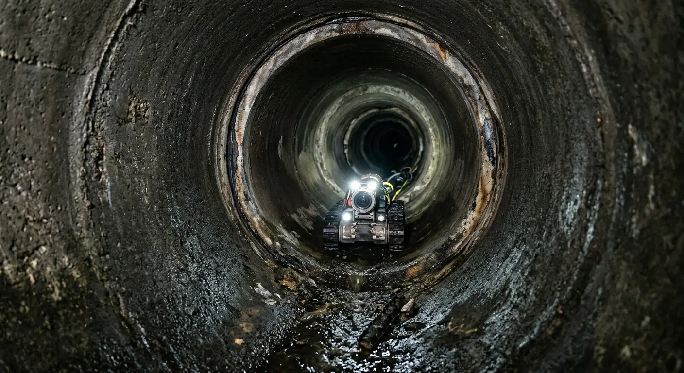 Robotic sewer camera inspecting pipe interior for Drain Snake Service in Rio Pinar